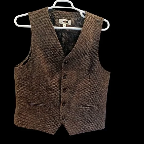 Joseph Abboud Vest Brown Herringbone Tweed Preppy Dark Academia Men's Size L - Picture 3 of 10